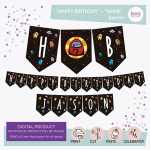 Among Us Banner - Digital Printable Birthday Banner Garland Bunting