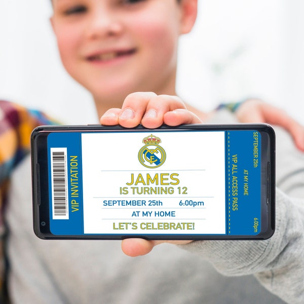 Real Madrid invitation - Digital Birthday Party Invitation -