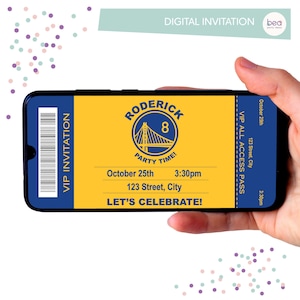 Basketball Warriors inspirierte Einladung - Digitale Geburtstagsparty-Einladung -