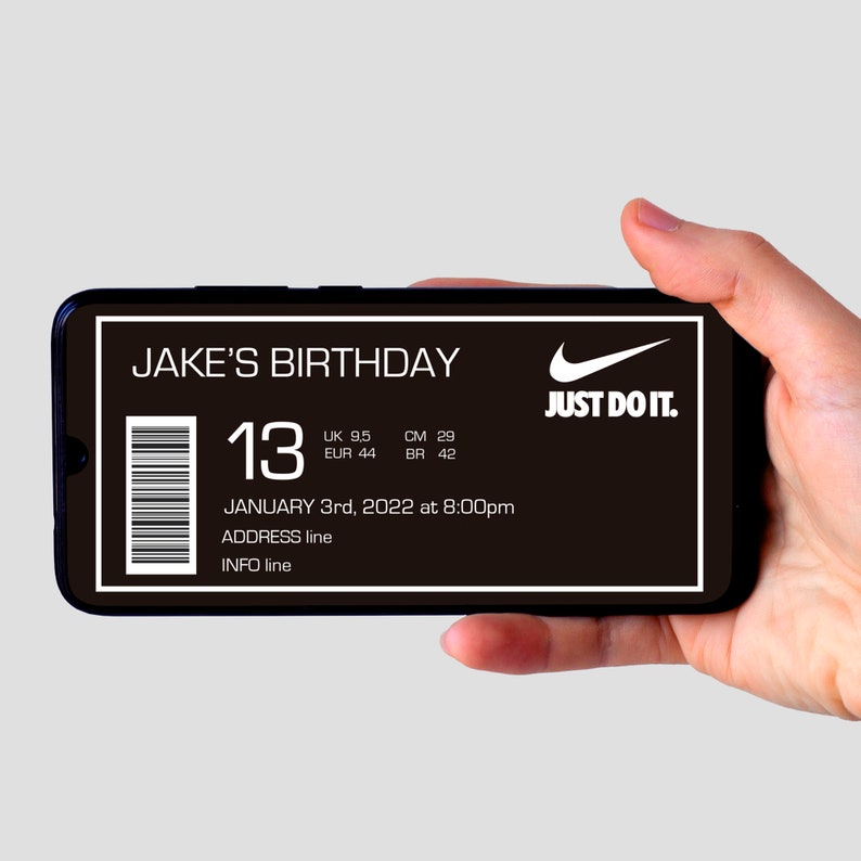 Nike Invitation Digital Birthday Party Invitation Etsy Canada