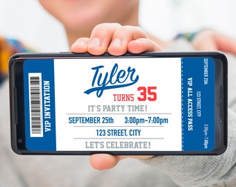 Baseball Dodgers inspired invitation - Digital Birthday Party Invitation -