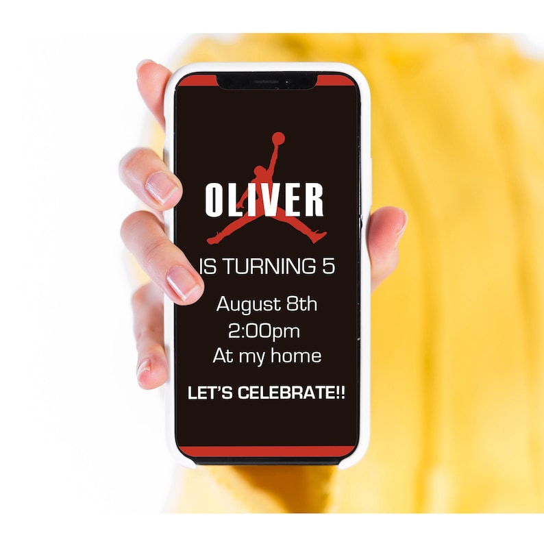 Jordan Jumpman Invitation Digital Birthday Party Invitation Etsy