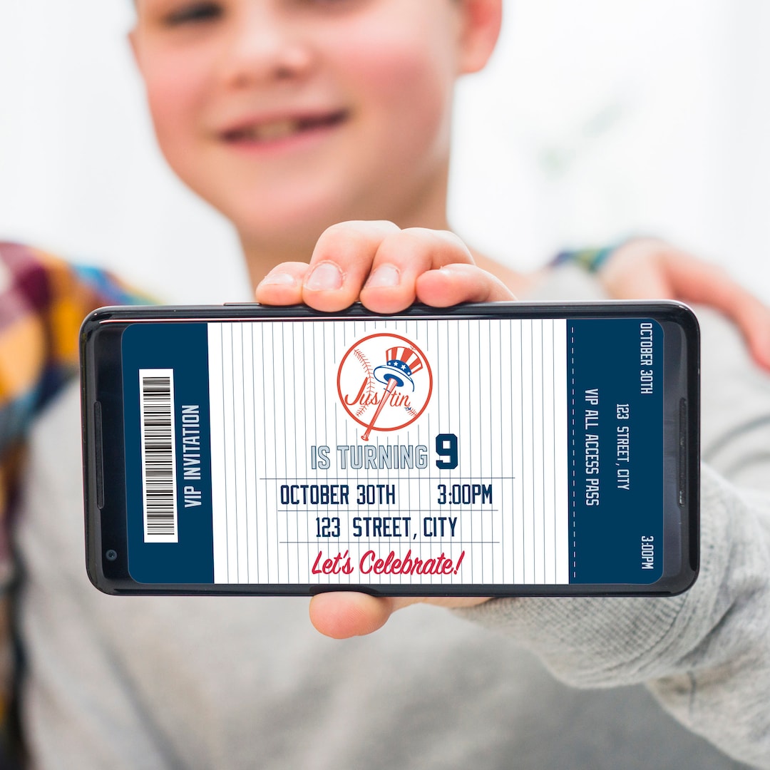 Baseball NY Yankees Inspired Invitation Digital Birthday Party ...