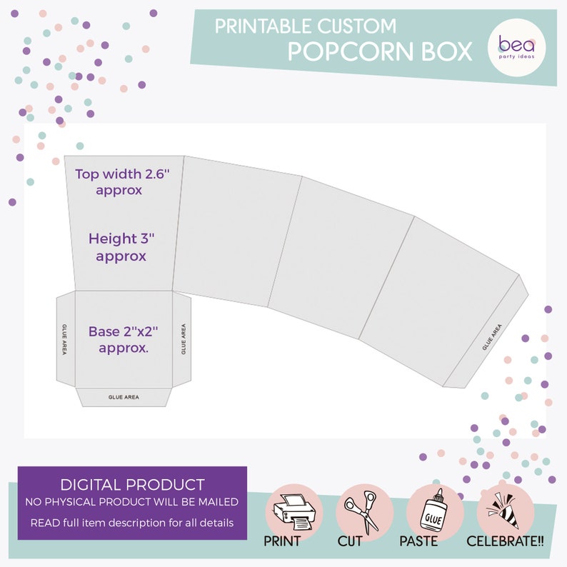 Basketball Popcorn Box Digital Printable Candy Popcorn Favor Etsy