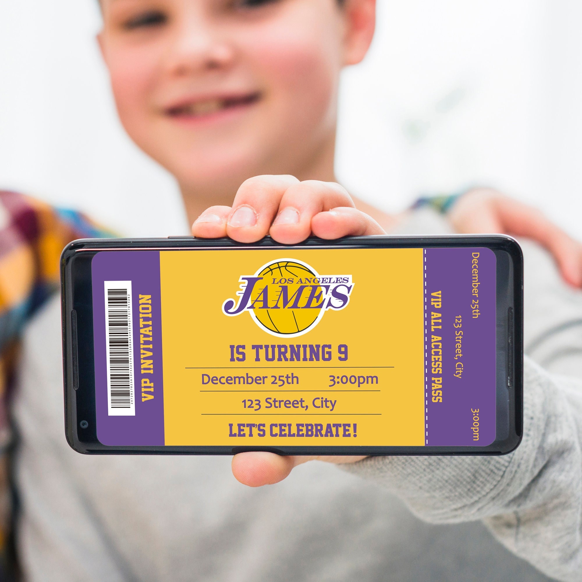 Basketball Lakers Inspired Invitation Digital Birthday Party Etsy