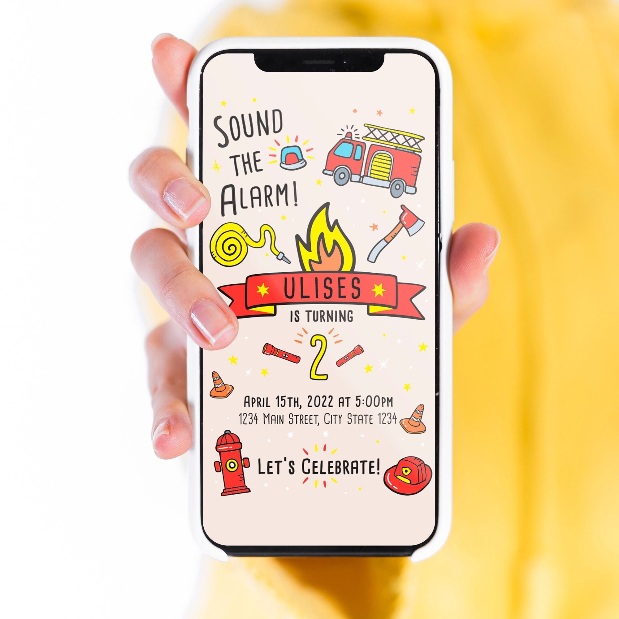 Firefighter Invitation Digital Printable Party Invitation - Etsy