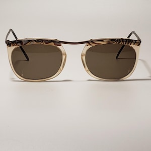 LA Eyeworks Lido Mother of Pearl Abalone Metallic Brown Brow Bar Wire and Plastic Sunglasses 1986 1980s Italy