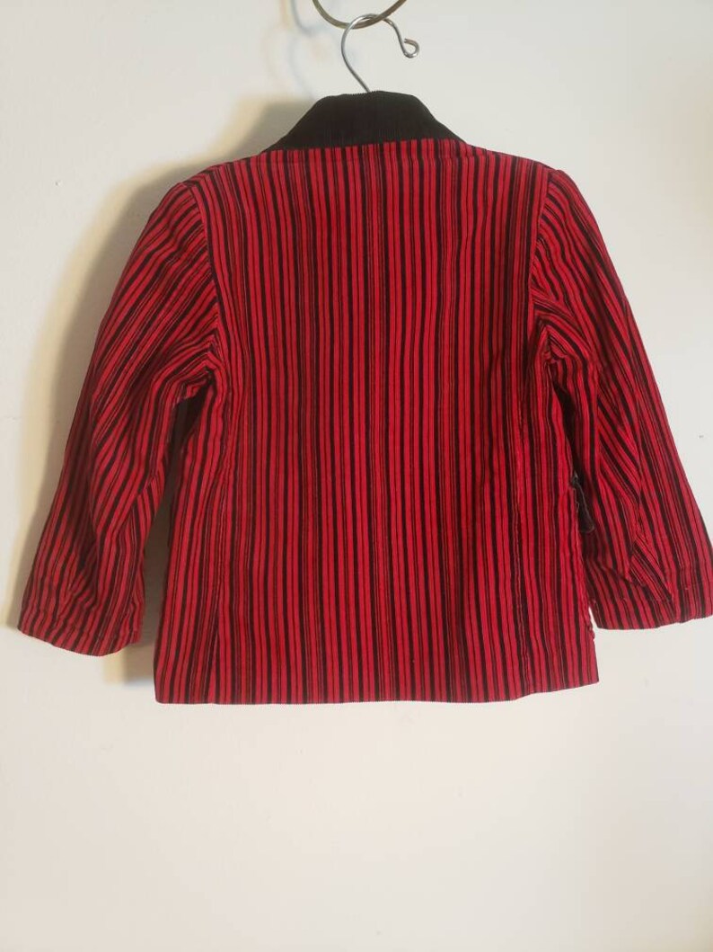 Vintage Toddler Black and Red Striped Corduroy Jacket Blazer Jack and Jill Togs