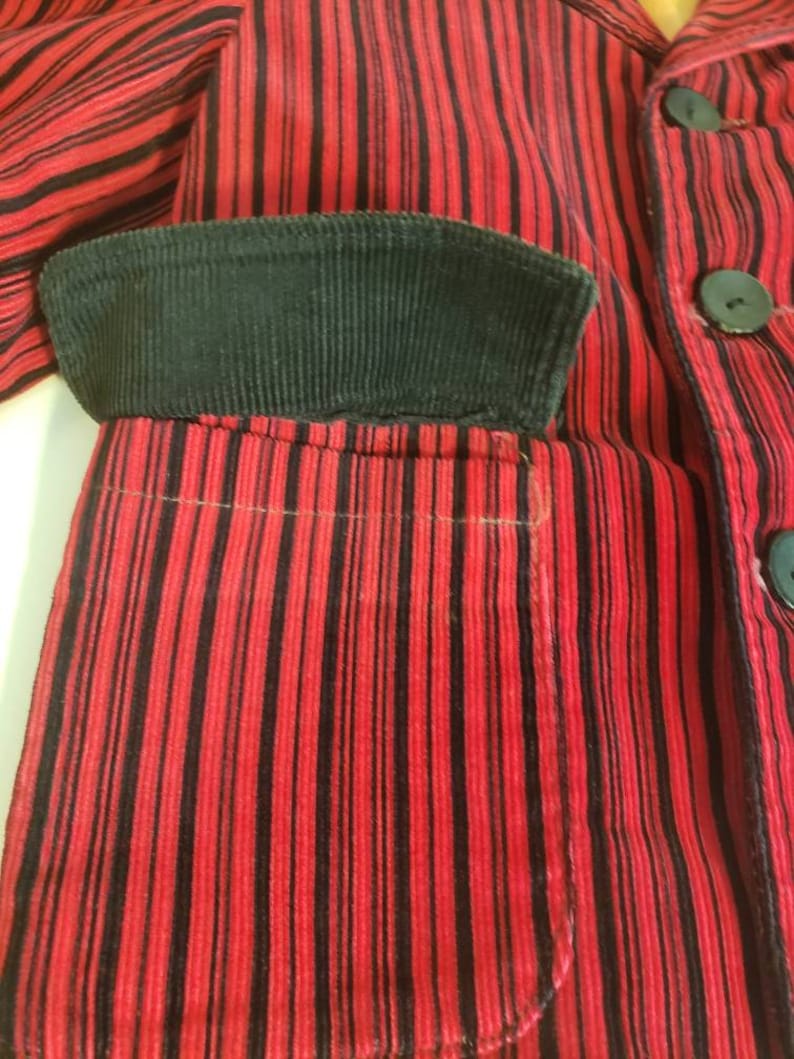 Vintage Toddler Black and Red Striped Corduroy Jacket Blazer Jack and Jill Togs