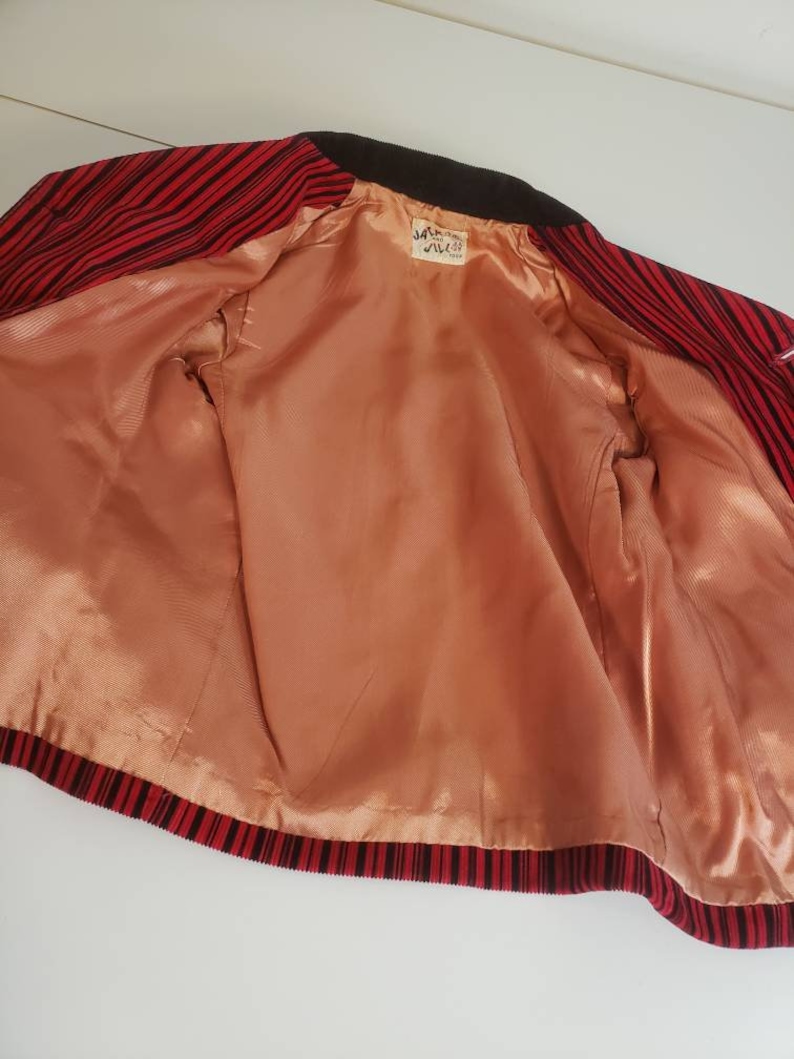 Vintage Toddler Black and Red Striped Corduroy Jacket Blazer Jack and Jill Togs