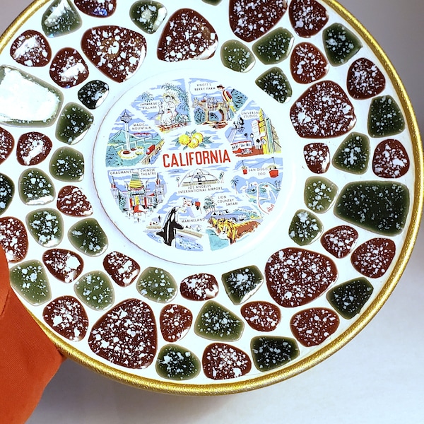 Vintage California Souvenir Mosaic Tile Plate