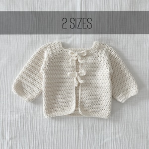Cárdigan con doble lazo: (2 tallas), patrón de ganchillo, PDF digital, ropa de bebé de ganchillo