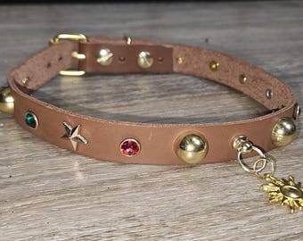 Ljusbrunt halsband i allnarvat läder