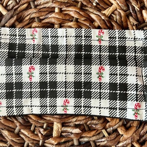 Christmas candy cane plaid kids mask with filter pocket