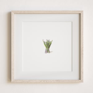 Miniature Asparagus Painting Print in Watercolor