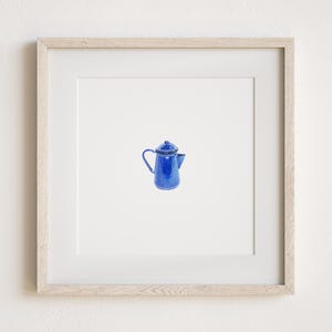 Mini Blue Tea Pot Watercolor Painting Print