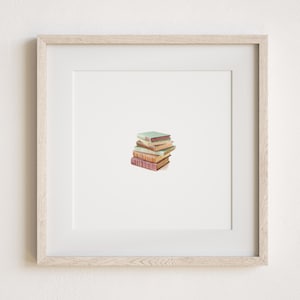 Mini Watercolor Stack of Books Painting Print