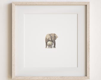Small Elephants Watercolor Painting Print