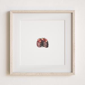 Mini Chocolate Cake Watercolor Painting Print