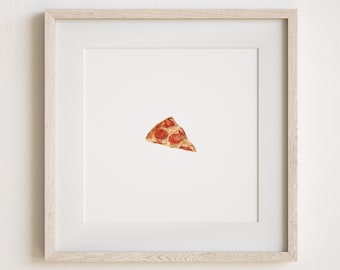 Miniature Pizza Slice Watercolor Art Painting Print
