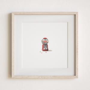 Small Gum Ball Machine Watercolor Painting Print