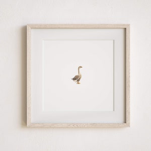 Miniature Goose Painting Print in Watercolor