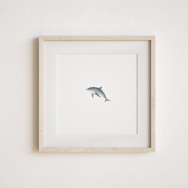 Miniature Dolphin Painting Print in Watercolor