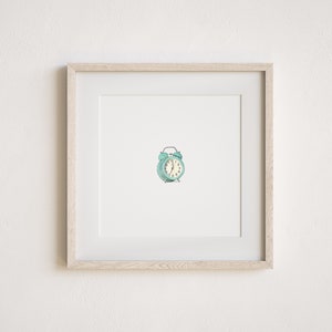 Miniature Alarm Clock Watercolor Painting Print