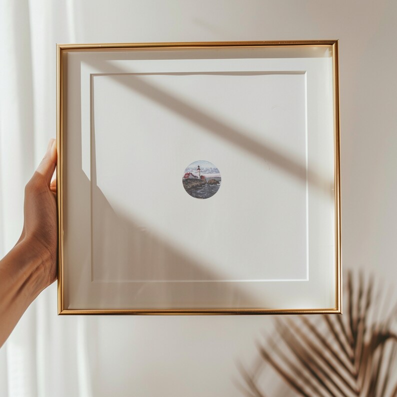 Mini Watercolor Lighthouse Painting Print Bild 3