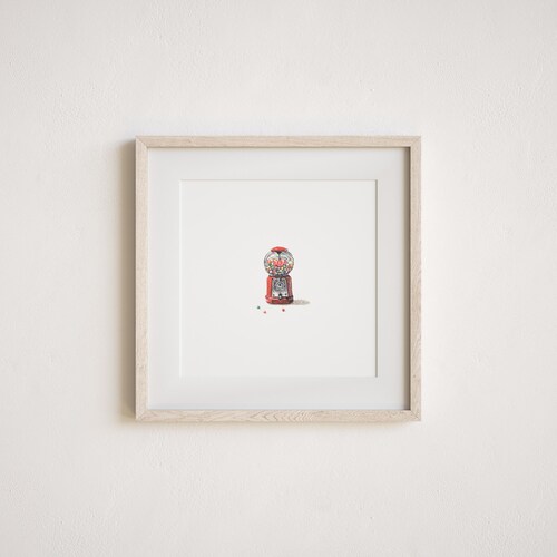 Mini Gum Ball Machine Watercolor Painting Print