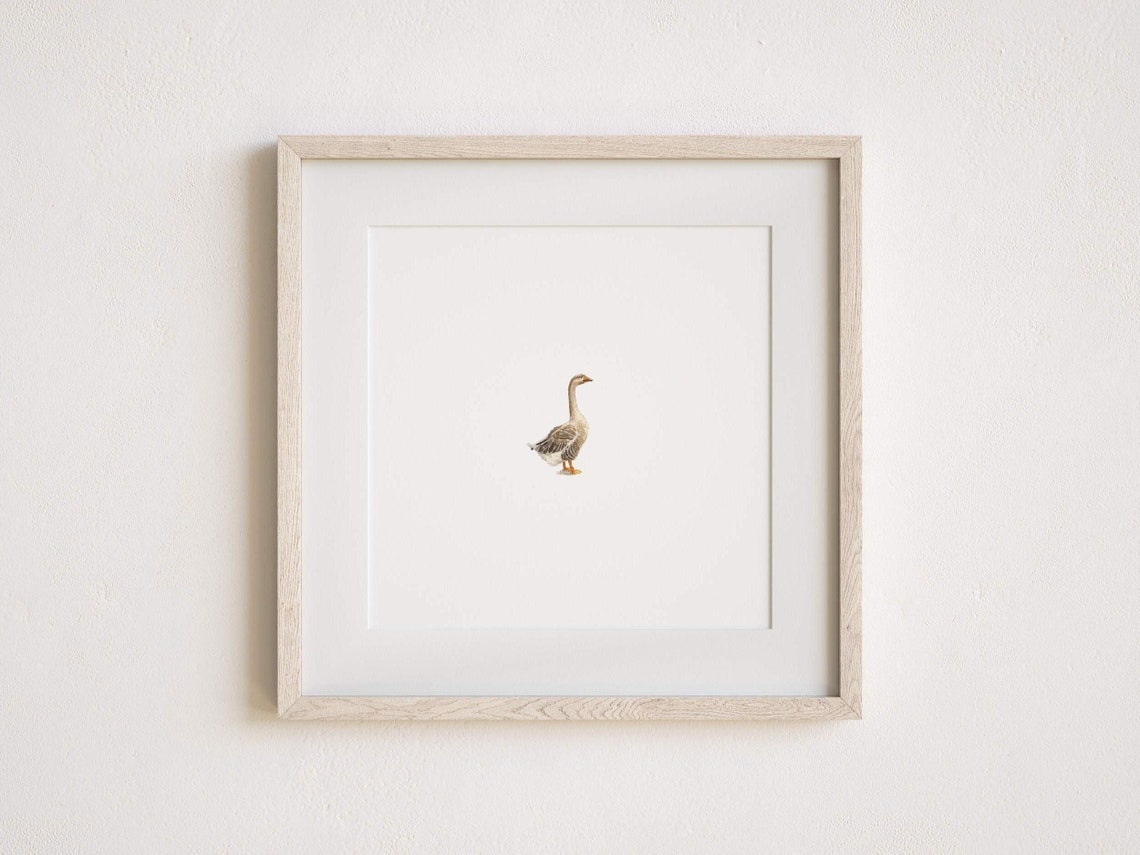 Miniature Goose Painting Print in Watercolor