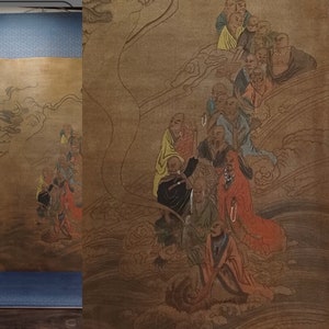 Vintage　Hanging scroll of 18 Arhats of China｜KAKEJIKU｜Chinese hanging scroll
