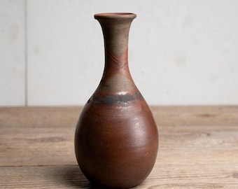 アンティーク備前焼花瓶：飛襷釉陶器、1970年代署名入り、ギフト