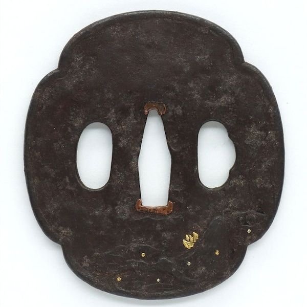 Tsuba, Japanese sword Tsuba, Openwork carving of a dragon on shakudo ground Samurai sword tsuba, Edo period, metalwork, sword art