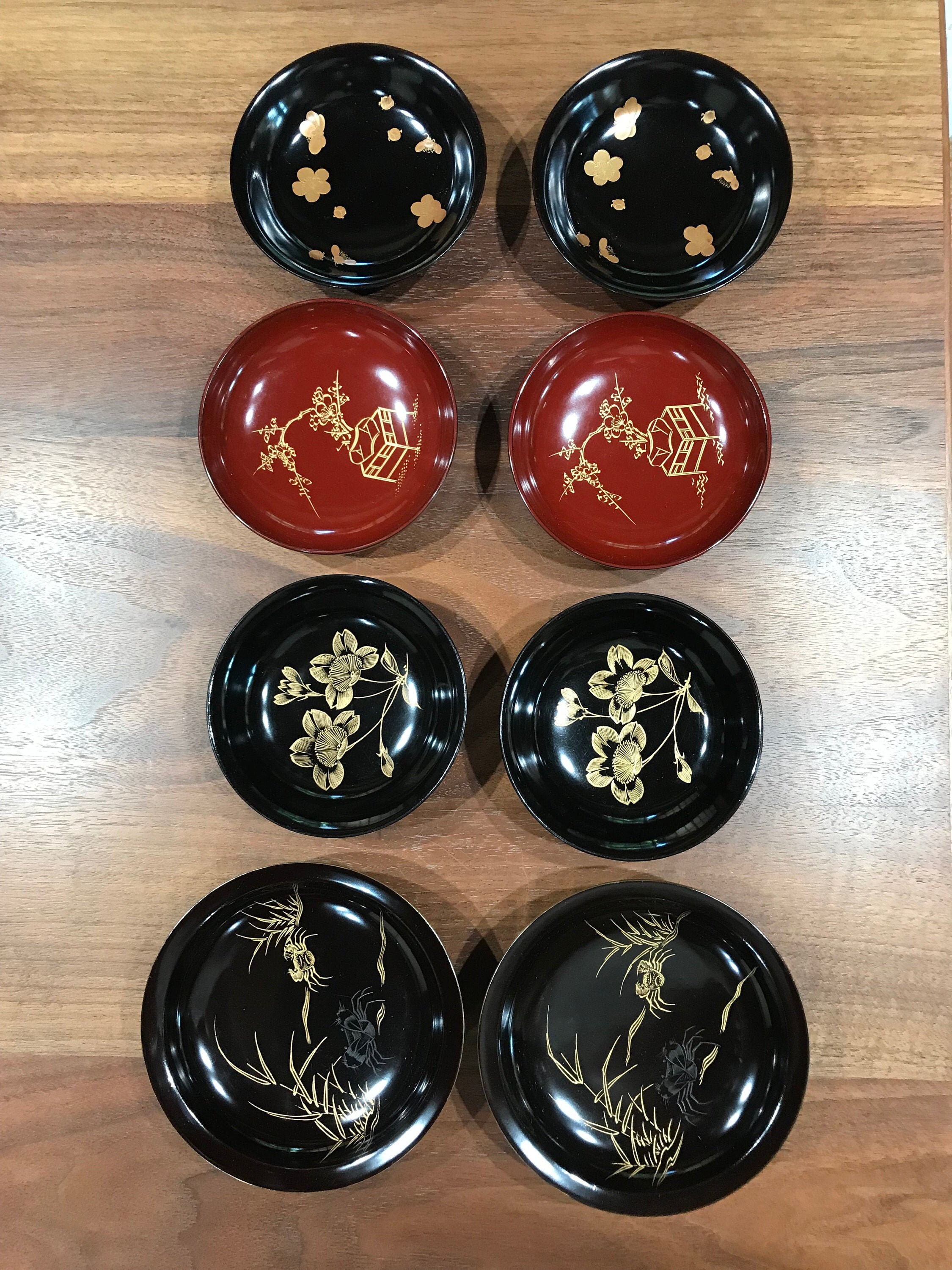 Wajima lacquer ware plate from the Meiji era in Japan set of Etsy