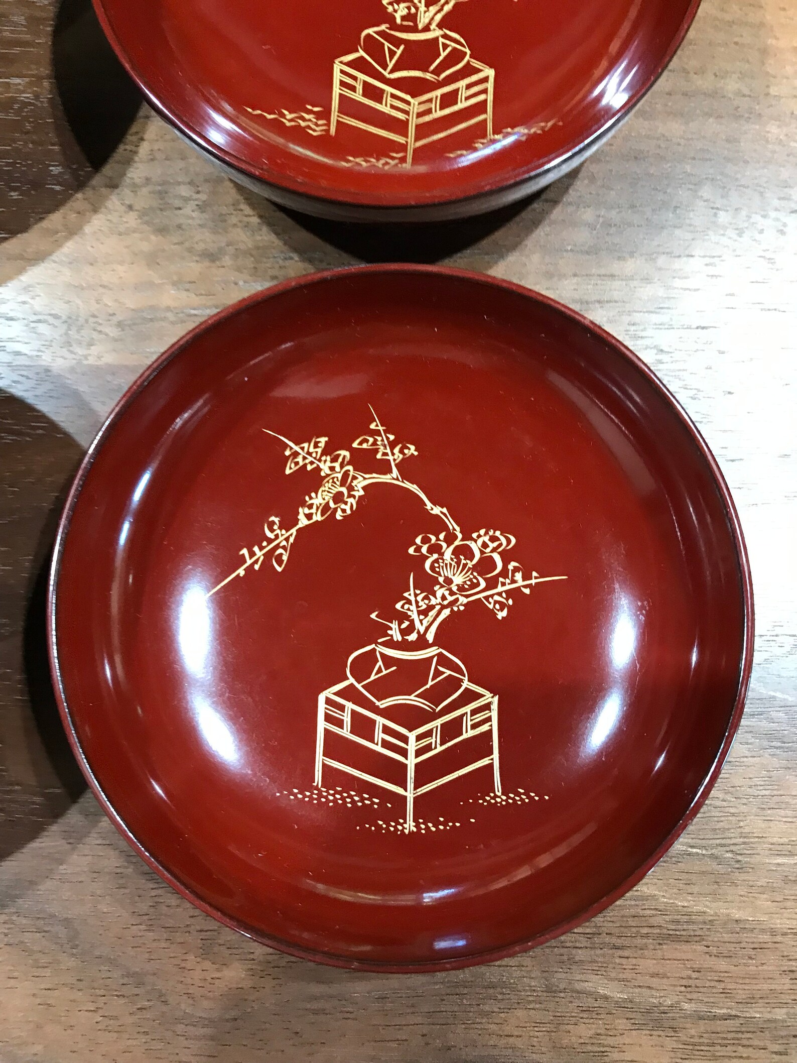 Wajima lacquer ware plate from the Meiji era in Japan set of Etsy