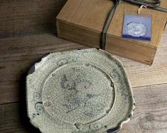 江戸時代のアンティーク磁器皿、金継ぎで修復された染付皿 - Etsy 日本
