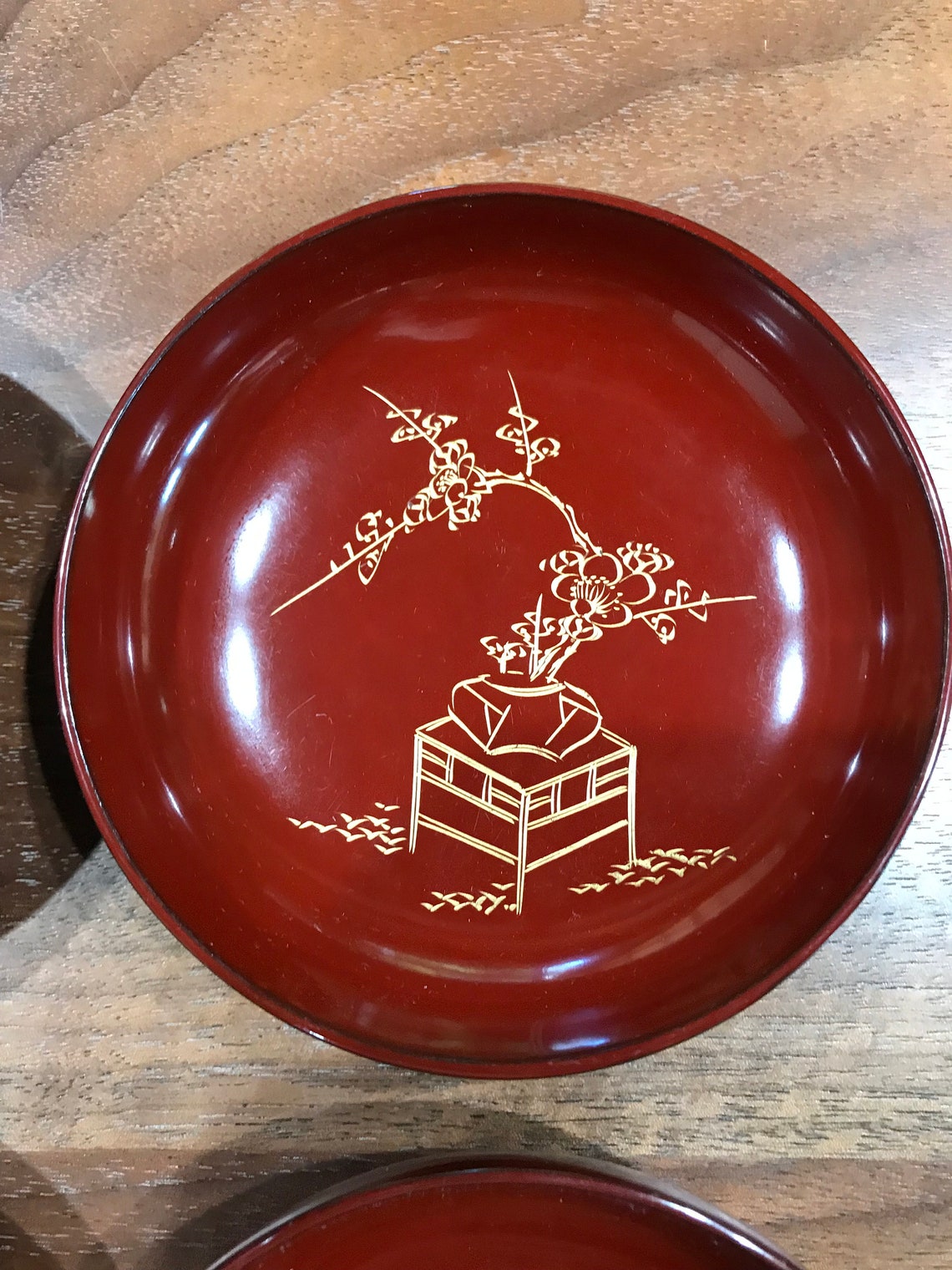 Wajima lacquer ware plate from the Meiji era in Japan set of Etsy