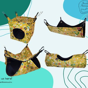 Medium 4pc Hammock Set | Working Bee | (For Rats, mice, ferrets, guinea pigs, rabbits and other small animals)