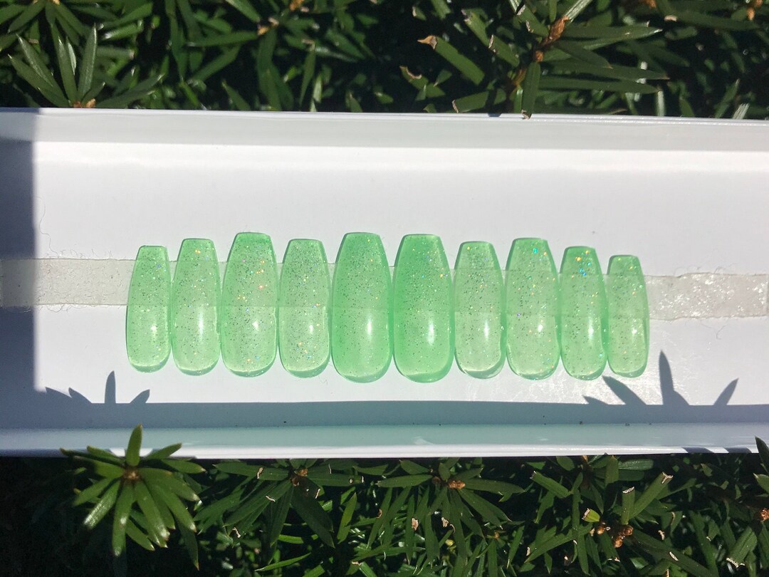 Green Glitter Jelly Nails - Etsy