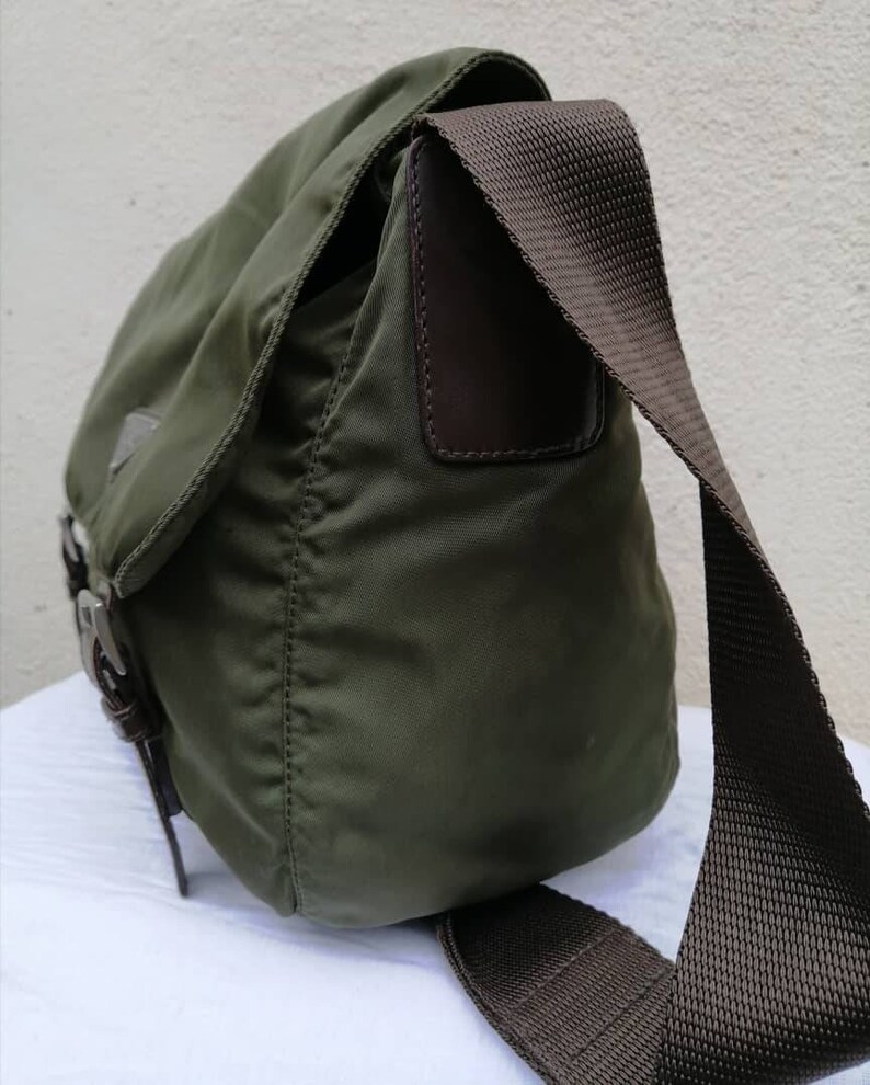 Authentic Prada Nylon Sling Bag Army Green Etsy