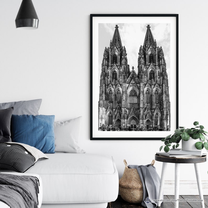 Cologne Cathedral Germany Print Gothic Architecture Black - Etsy