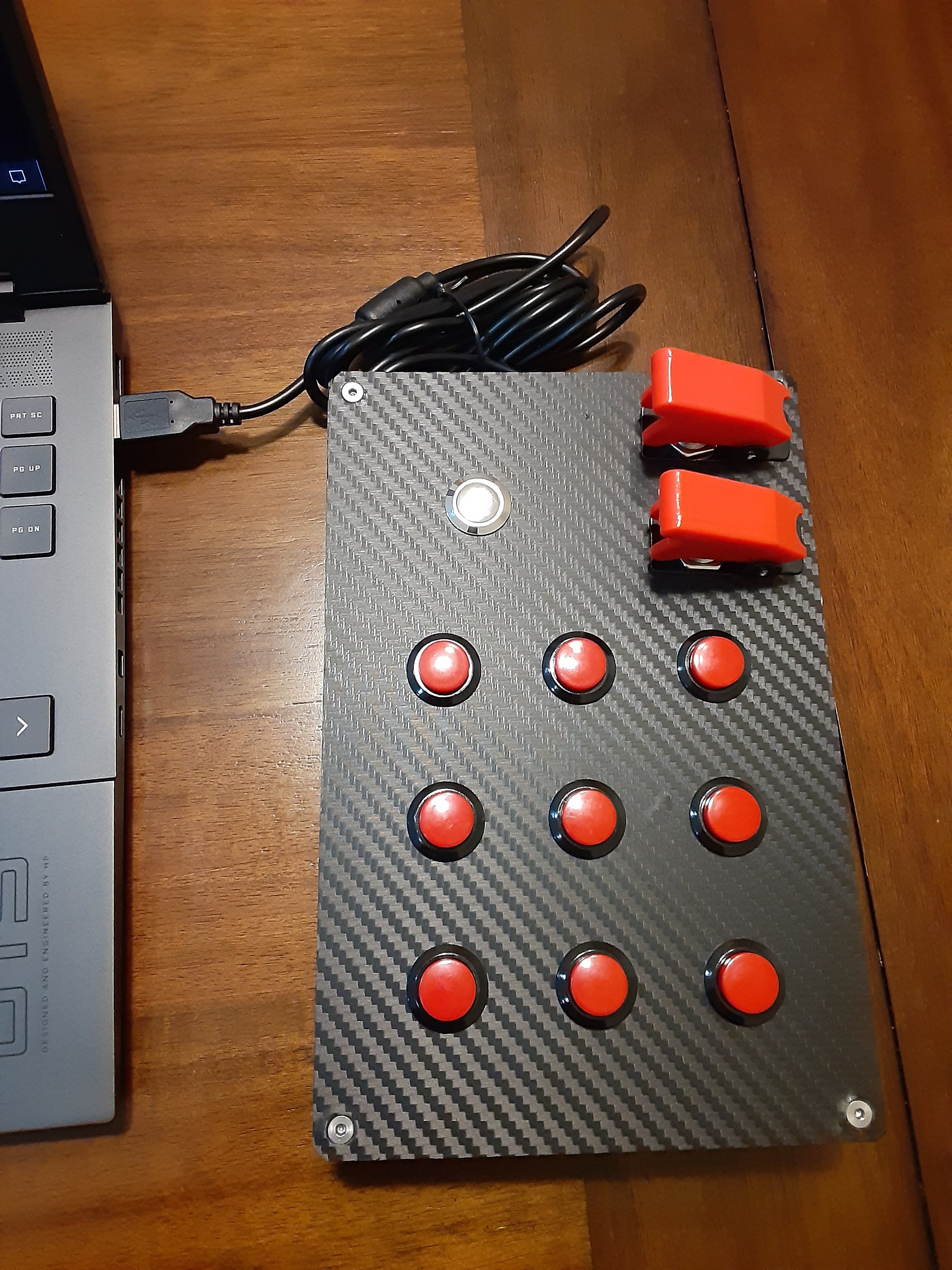 BBJ Sim Racing PC USB 30 Function Pro Series Button Box Black/Carbon