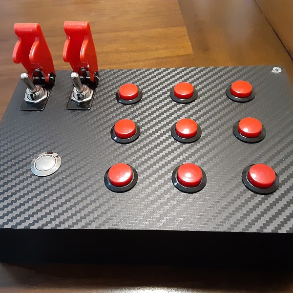 PC Sim Racing Button Box - 12 Function Buttons, Plug and Play USB