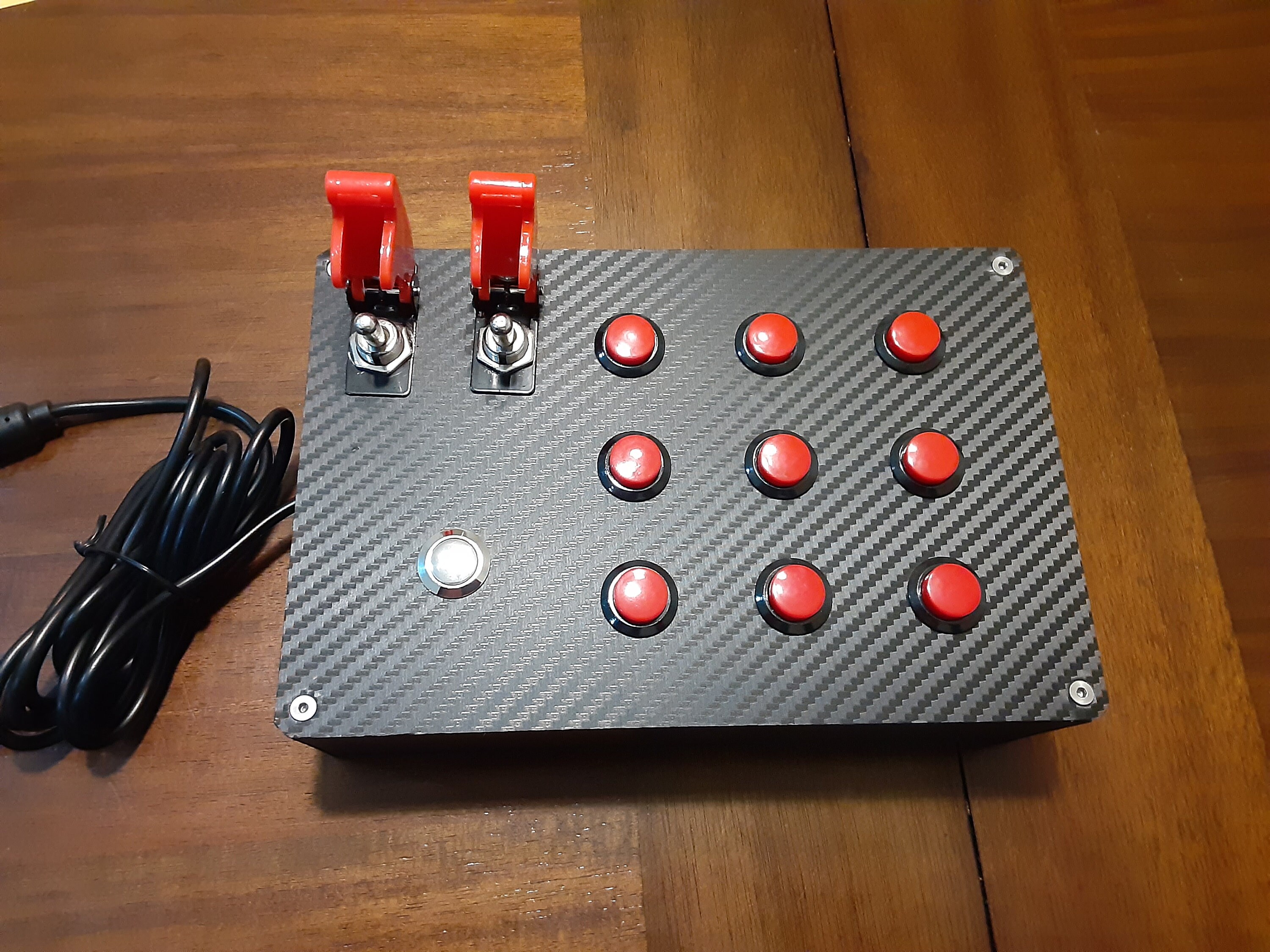 USB button box for sim racing or trucking sim with 12 buttons - truck style  - and 3d printed table mount