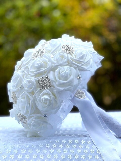 24PC Light Blue 2 Satin Ribbon Rose Flowers DIY Wedding Bridal