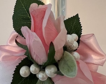Pink rose wrist corsage, Prom corsage, Graduation wristlet, Dance Recital flowers, Gift for her, Mother of Bride flowers, Mother of Groom