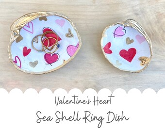 Heart Shell ring dish, Shell decoupage, Jewelry dish, Jewelry holder, Shell jewelry, Shell tray, Shell dish