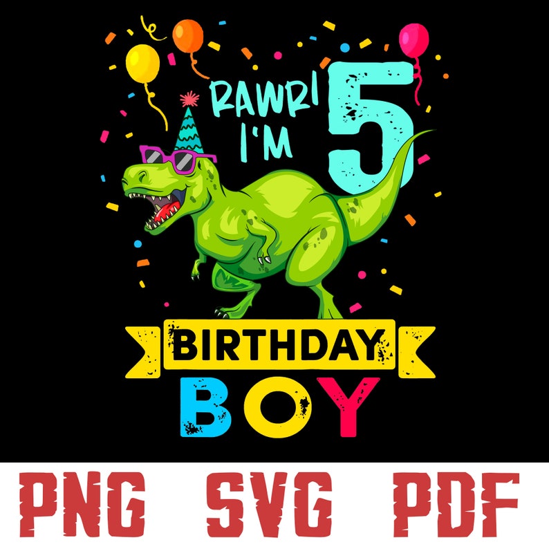Download 5 Year Old svg 5th Birthday Boy T Rex Dinosaur svg 5th | Etsy