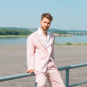 Mens pink linen jacket on sale